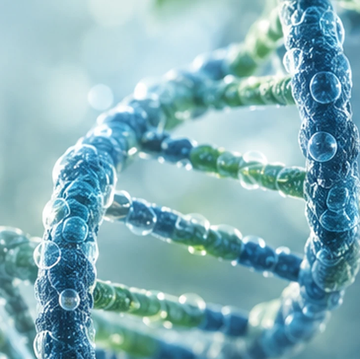 Blue and green molecular strands